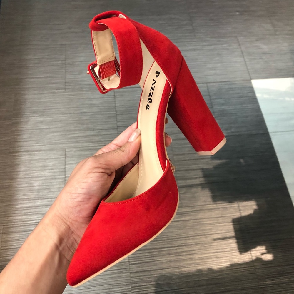 NWT - Red Open Toe Sandal Heels - Spring Shoes - Picture 4 of 7